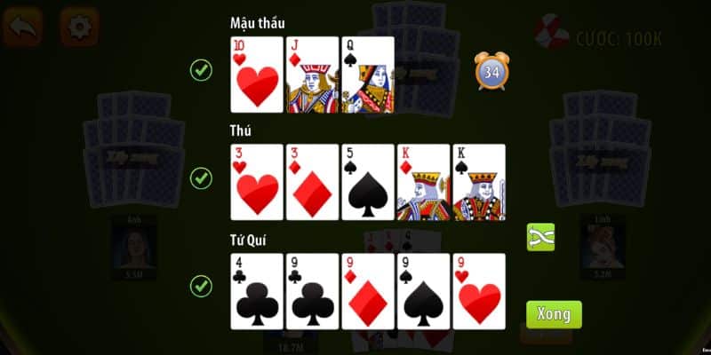Tổ hợp bài đặc trưng khi đánh Mậu Binh